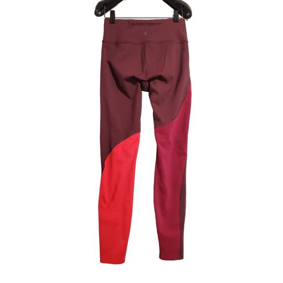 Athleta Asym Colorblock Tights Women's XS Red 7/8 Plush SuperSonic Activewear - Picture 2 of 14